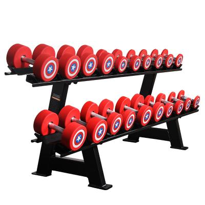 China Wholesale Durable Weight Training Home Dumbbell Set Rack Rack Gym Equipment Hex 2 Row For Dumbbell Rack for sale