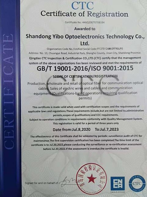 ISO9001 - Shandong Yibo Photoelectric Technology Co., Ltd.