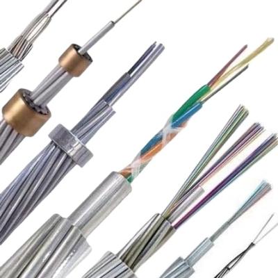 China Aeirlal high quality opgw power cheap price 24/48 core OPGW fiber optic cable single mode g652d aluminum clad steel opgw wire for sale