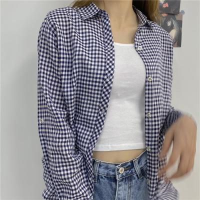 China 100% pure cotton flannel young girls breathable adult women ladies checked tartan plaid shirts for sale