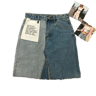 China 2021 new design ladies denim work jeans patch breathable skirts& A line tight short skirts for sale