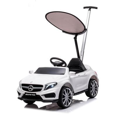 China Ride On Toy Wholesale Ride On Battery Operated Baby Car With Canopy And Push Handle Benz GLA45 12v Eva Kids Electric Car for sale