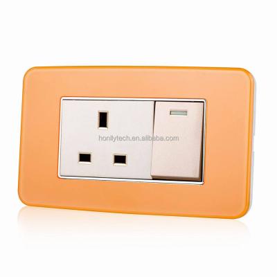 China Easy Installation Glass Wall Socket Panel Factory Customized Outlet Modern Design Wall Switch Socket Glass Wall Model Color 118 Orange Electrical Sockets for sale