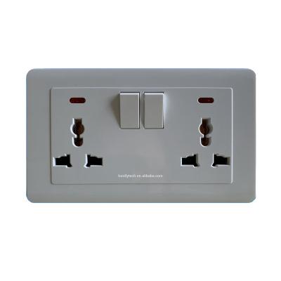 China Convenient 3 Pin Socket Hotel Kitchen Bedroom Light 13 Amp Double Socket 150*86mm Switches And Sockets 13a Double Socket for sale