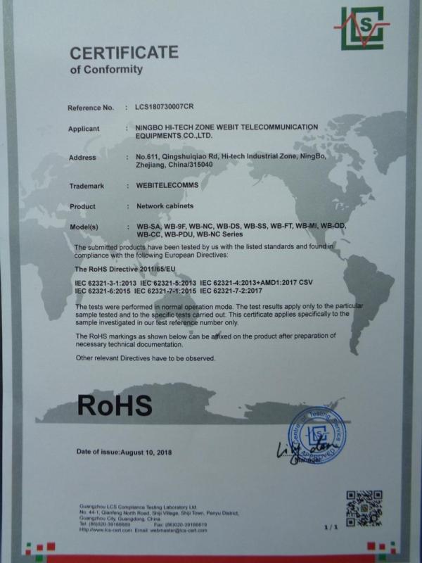 RoHS - Ningbo Hi-Tech Zone Webit Telecommunication Equipments Co., Ltd.