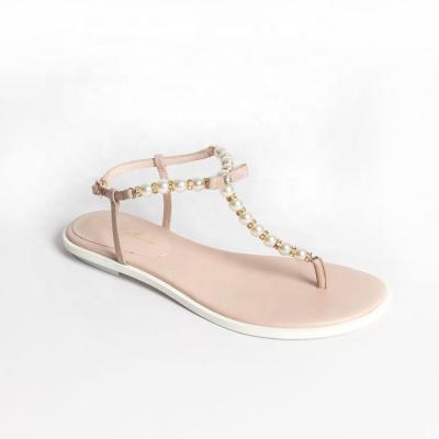 China Newest Designs Summer Flip Flop Pu Leather Ankle Strap Fashion Sandals Lady Flat Sandal Lightweight Custom Ladies Sandals for sale