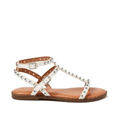 China Fashion Trend Strappy Buckle Women Gladiator Flat Strappy Comfortable Studded Sandals for sale