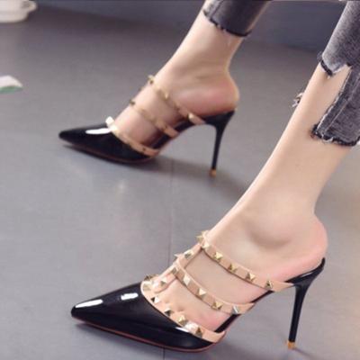 China Deodorization Women High Heel Fashion Dress Ladies Elegant Pyramid Studded Toe Pump Shoes Painted Stiletto Heel For Fashion Women Pumps for sale