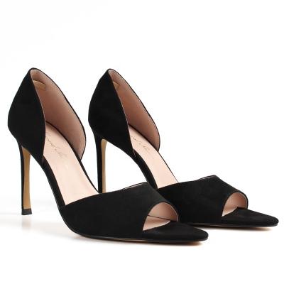 China Women's Pumps Heels Black Suede Ladies Sexy High Heel Stiletto Deodorization Peep Toe Shoes Woman Sexy Heel for sale