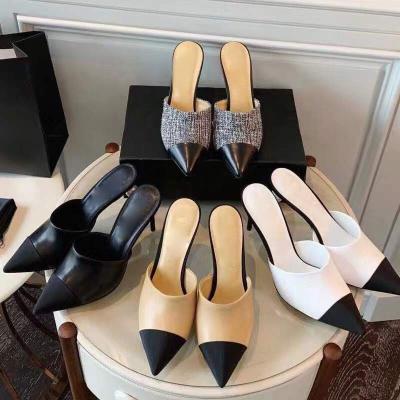 China Fashion trend drop shipping classic hot sexy headed genuine leather high heels ladies high heels elegant shoes pearl women sandals for sale