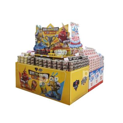 China Customized Low MOQ cardboard cookies display big size POS retail pallet display stand super market chocolate advertising floor display for sale