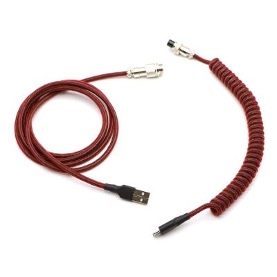 China Mechanical Keyboard Customized Double Sleeved Coiled Mechanical Keyboard Type Mini USB USB Micro C Cable With Aviator GX12. for sale