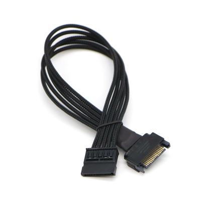 China Hot Sale Multicolor COMPUTER PET Sleeved SATA 15Pin Male To Female Power Extension Cable Power Cable For SSD And HHD. for sale