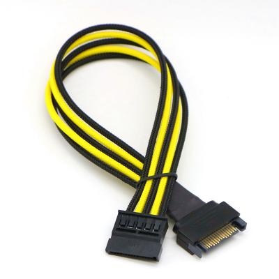 China 2020 Hot Selling COMPUTER PET Sleeved SATA 15Pin Male To Female Power Extension Cable Power Cable. for sale