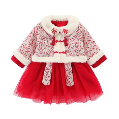 China Washable Tang Suit Girls Autumn And And Winter Pink Red Winter Padded Skirt Princess Dress for sale