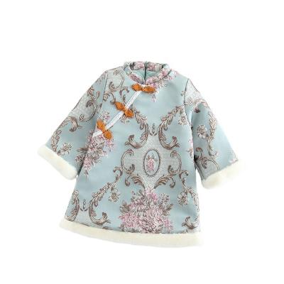 China Retro New Year's Clothing Girl Disc Button Style Casual Baby Stitched Dress Cheongsam Dress for sale