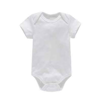 China Spandex/Cotton Newborn Babies Clothes Summer Short Sleeve Baby Romper Plain High Quality 100% Combed Cotton Baby White Romper for sale