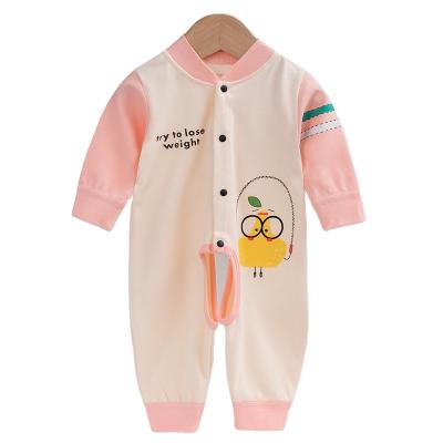 China 100% Cotton Spring and Autumn Cartoon Pattern Open Crotch Cloths Newborn Overalls Pajamas for sale