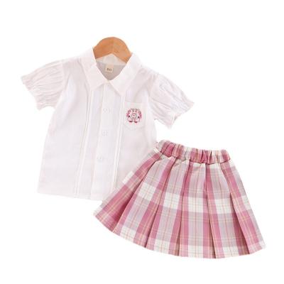 China Girls' short-sleeved shirt skirt children's two-piece suit of girls' casual children's summer suit for sale