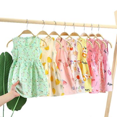 China 2022 Summer New Cotton Girl Children's Dress Anti-wrinkle Silk Princess Dress Thin Nightdress Off The Shoulder Children Dress Wholesale for sale