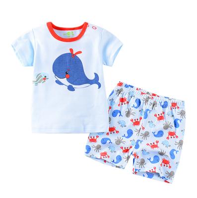 China Breathable summer kids clothes set 100% cotton shorts sleeve 2pcs baby suit boutique kids clothing set wholesale for sale