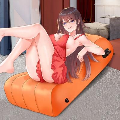 China Portable Hot Flocking Durable PVC Furniture Position Folding Erotic Aids Labor-Saving Make Love Sex Couch Inflatable Air Hotel Sofa Beds for sale