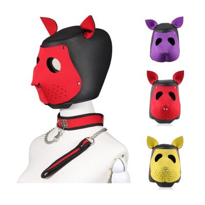 China Fox Hood Adult Sex Toys Cosplay SM Leatherette Wholesale Sexy Headgear Show Sex Training Toys Collar Pull Rope Set Role Play Headgear for sale