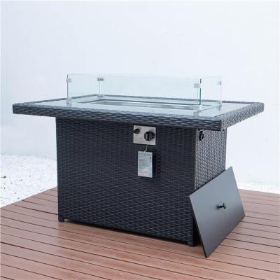 China Modern Outdoor Furniture Rectangle Gas Propane Fire Pit Tables Outdoor Fire Pit Table With Sofa Set for sale