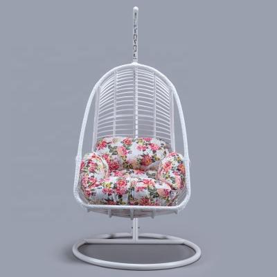 China Foldable Hot Selling Single Seat Garden Rattan Patio Swing Hanging Egg Chair With Cushion for sale