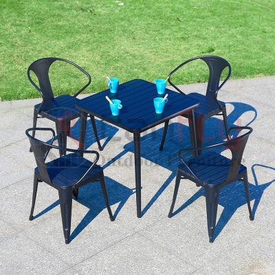 China All Weather Outdoor Furniture Manufacturer Drop Shipping Morden Plastic Wood Coffee Table Set for sale