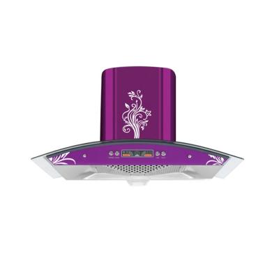 China 60/90CM Household OEM Colorful Curved Slim Purple Cooking Range Hood Chimney Wall Mounted Range Hood With Disco Light for sale