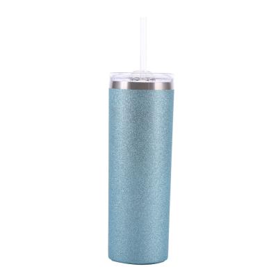 China Viable Glitter Tumbler For Sublimation Printing Bulk Stainless Steel Tumbler Mugs With Straw And Plastic Lid for sale