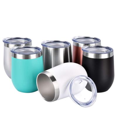 China Sustainable High Quality Custom Printing Vacuum Insulated Double Wall Travel Wine Coffee Mugs With Lid for sale