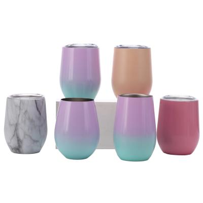 China Sustainable Stainless Steel Printing Custom Egg Shaped Travel Coffee Mug With Warmer for sale