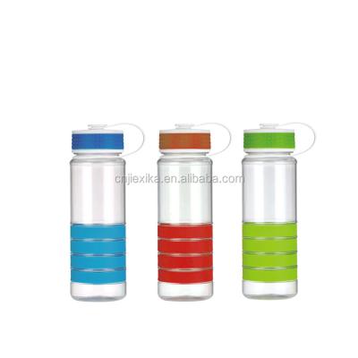 China 700ml Bpa Tritan Sport Water Bottle Viable Free Plastic Silicone Bottle Band With Silicone Sleeve for sale