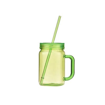 China Yongkang Jiakexin Green 550ml Mason Jar Viable Wholesale Plastic Transparent Colorful Plastic Mason Jar for sale