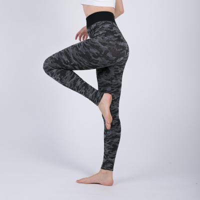 China Camouflage Pattern Women's Seamless Yoga Pants High Waist Breathable Quick Dry Trousers for sale