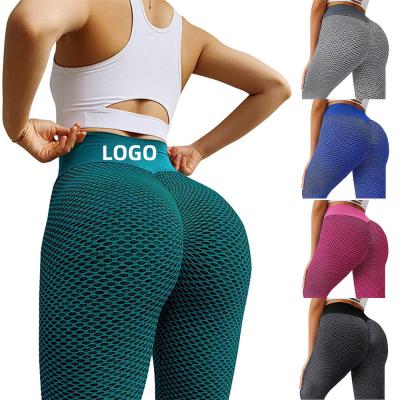 China Tiktok Honeycomb Butt Lift Logo Women High Waist Fitness Breathable Custom Yoga Pants Seamless Gym Gaiters crack! crack! for sale