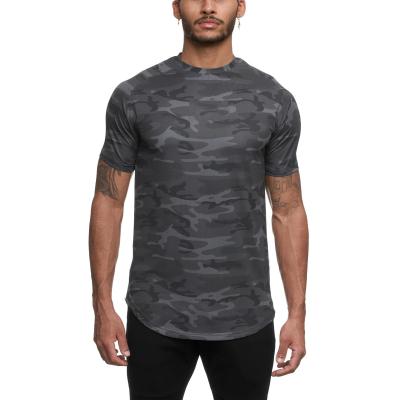 China Casual Men's Camouflage Workout T-shirts Summer Gym Wear Fitness Clothing Outdoor Running Sports Shirt for sale