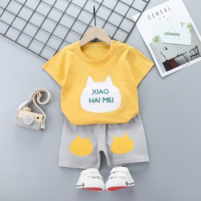 China 100% Cotton Summer Boys Shirt Shorts Casual Clothing Set Causal Cute Animals Suit Clothes Kids Boys for sale