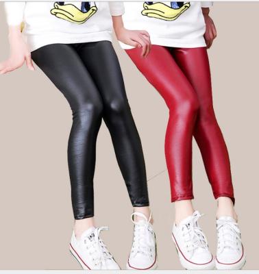 China New Design Winter Fashion Girls Artificial Leather Leggings Girl Fitness Leggings Kids Tights Plus Size Warm Leather Pants For Kids for sale