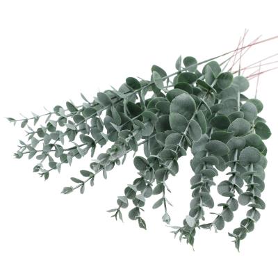 China Wholesale Colorful Artificial Plastic Eucalyptus Leaf Real Touch 1 Branches Eucalyptus Leaves Stem For Decor for sale