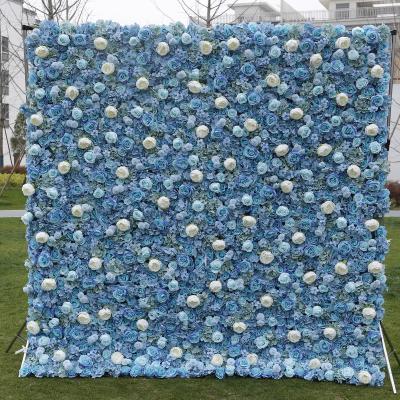 China Silk Fabric Silk Structure Flower Wall Wedding Stage Backdrop Rolled Material Artificial Flower Wall For Home Wall Decor for sale