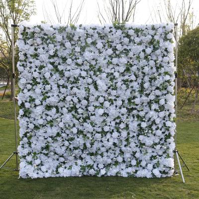 China 2022 Events Decoration OBD011 New Arrival Wedding Decoration 3D White Flower Wall Backdrop Artificial Silk Flower Backdrop Photo Backdrop for sale