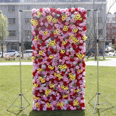 China Events Decoration OBD009 Customized Pink Feather Flower Wall Backdrop 8x8ft Wrap Artificial Decorative Feather Wall Backdrop For Wedding Decor for sale