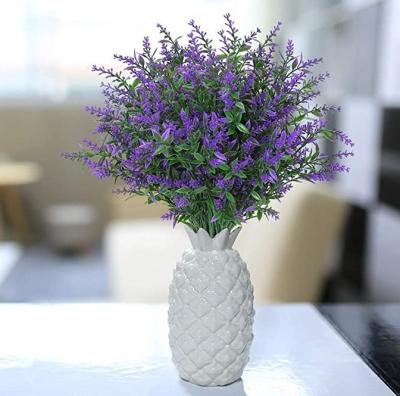 China Events Decoration 8 Packs Lavender Artificial Flower Outdoor UV Resistant Plastic Shrubs Flower Decoration Garden Window for sale