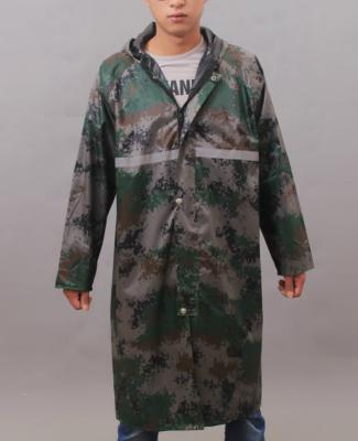 China 100% Army Waterproof Camouflage Raincoat Material PVC Reflective Tape In The Back for sale