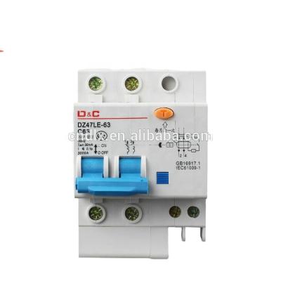 China [D&C] shanghai delixi c45 mini earth leakage circuit breaker DZ47LE-63 for sale