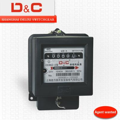 China [D&C]Shanghai delixi DD862-4 single phase watt hour electric KWH meter DD862-4 for sale