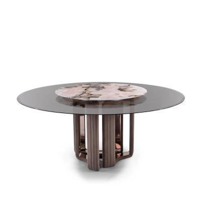 China Contemporary Round Tempered Glass Top Designs Luxury Modern Glass Dining Table Glass Dining Table for sale